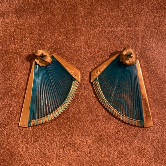 Sterling Signed Gold-Tone Post & Clutch Earrings - Picture 3 of 12